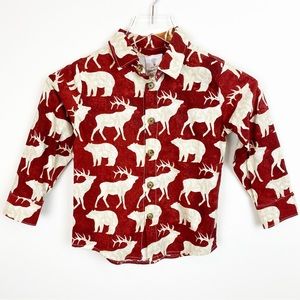 Anna & Alfred | Toddler Boys Moose Bear Print Button Down Shirt